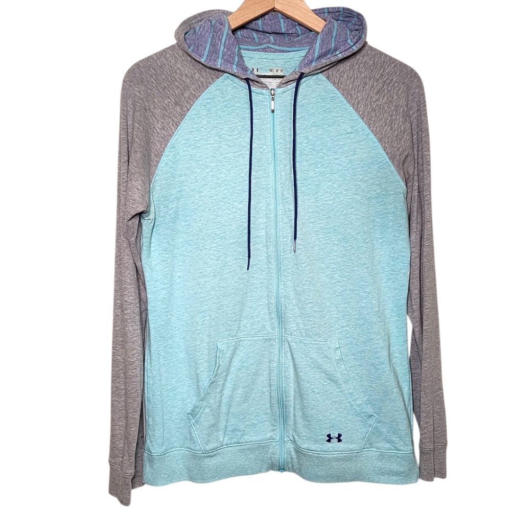 Under Armour Womens Medium Semi-Fitted HeatGear Zip Up Raglan Sweatshirt Blue